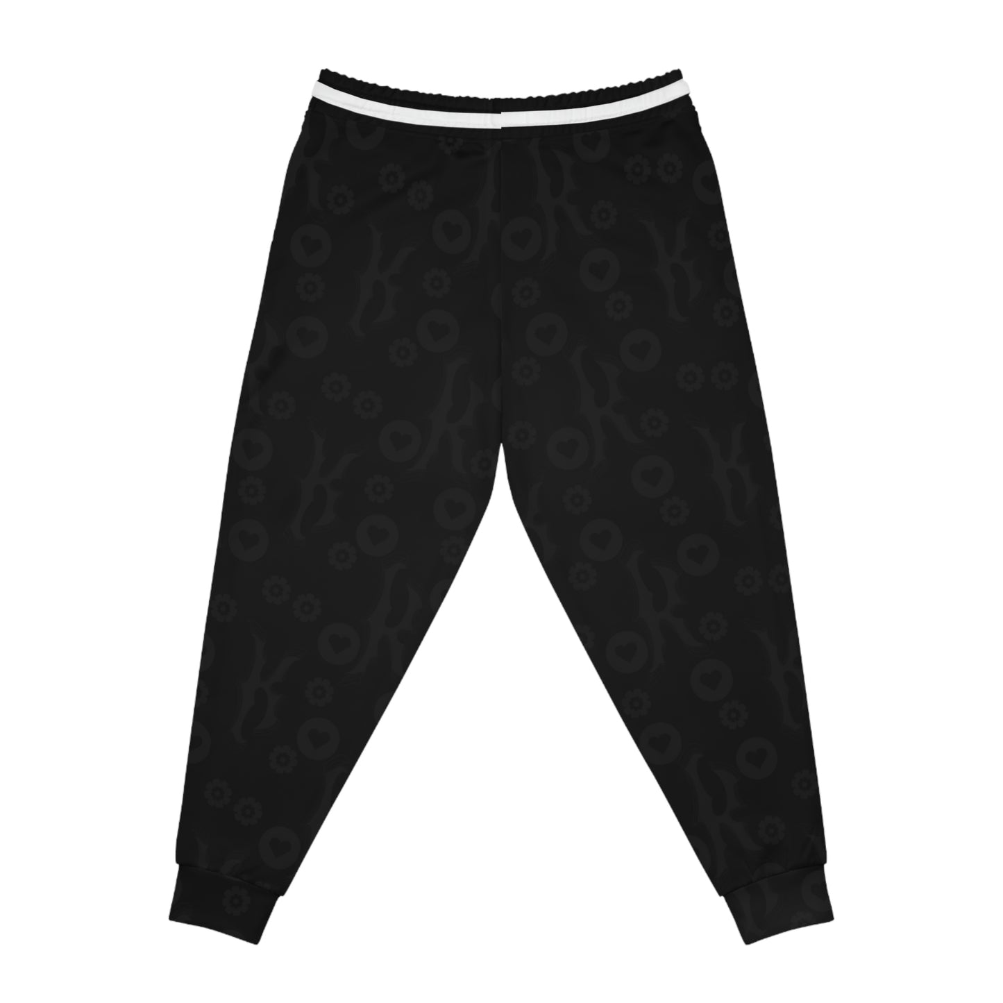 Black Monogram Printed White Stripe Sweatpants