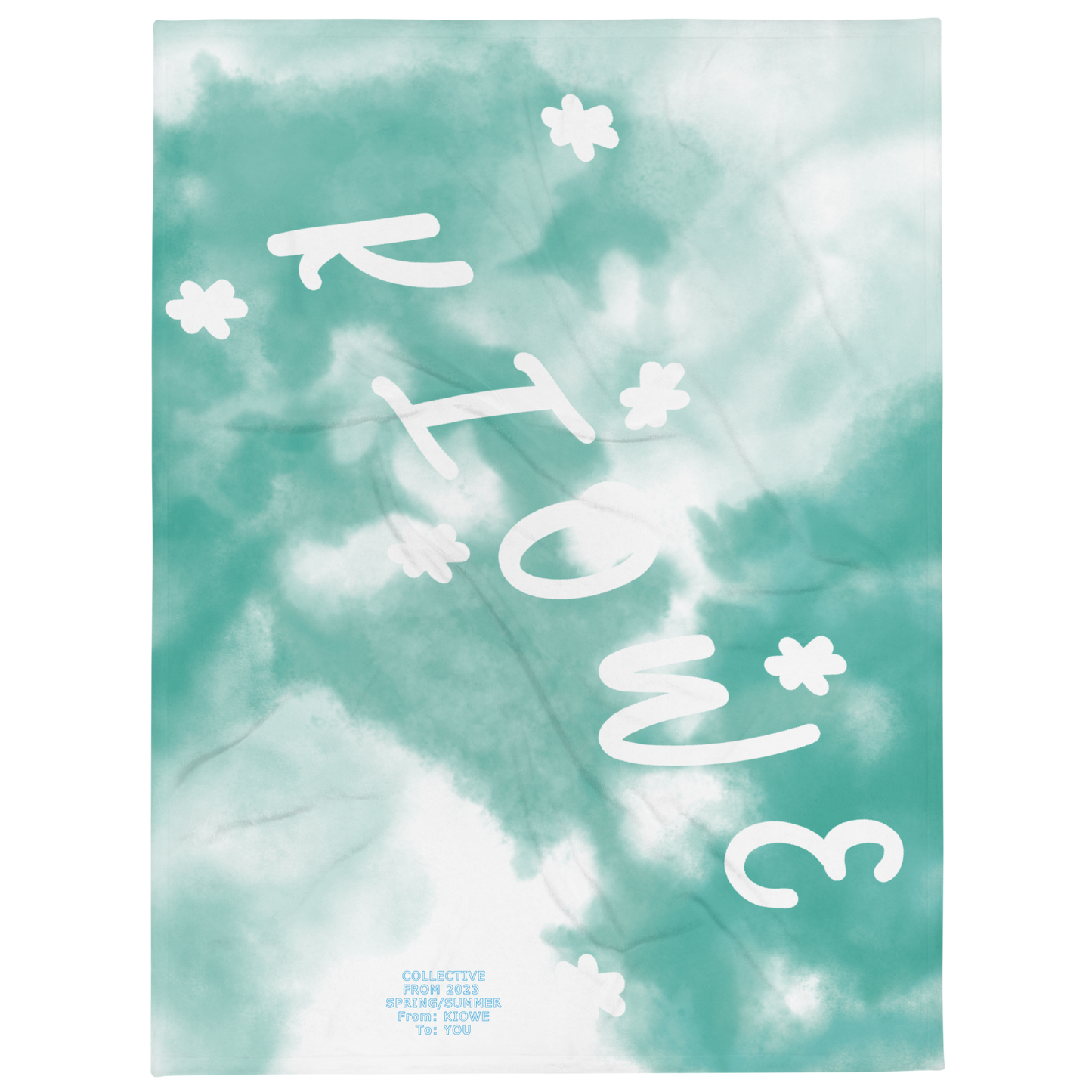 Large Blue Watercolor Kiowe Print Blanket