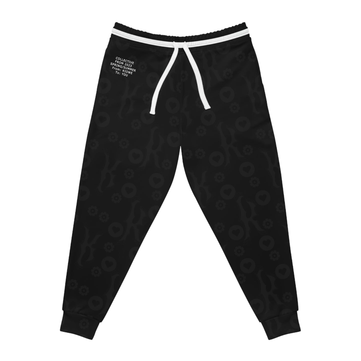 Black Monogram Printed White Stripe Sweatpants